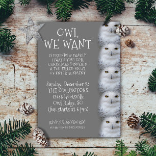 Convites Coruja Engraçada Que Queremos para o Natal... Snow