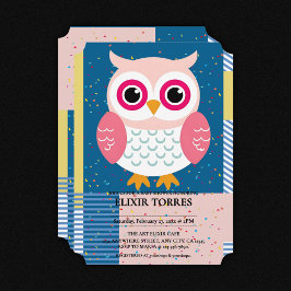 Convites Coruja rosa-branca Chá de fraldas florestal neutro