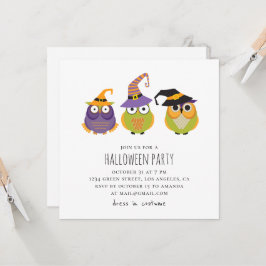 Convites Corujas de Halloween. Festa de fantasia de criança