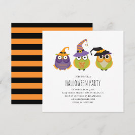 Convites Corujas de Halloween. Festa de fantasia de criança