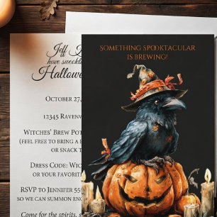 Convites Corvo de Halloween de Obsidiana Gótica