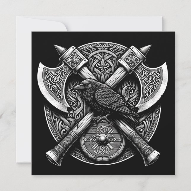 Convites Corvo e Machados – Arte de Parede de Escudo de Gue (Frente)