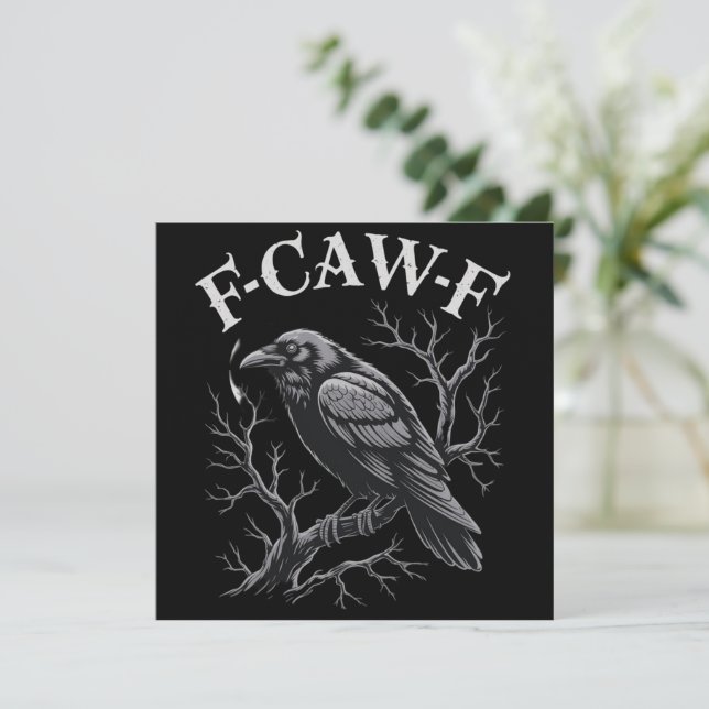 Convites Corvo Preto F-Caw-F Pássaro Preto Engraçado Lua Gó (Em pé/Frente)