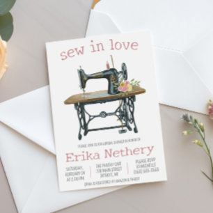 Convites Coser com Amor, Chuveiro de Noiva com Máquina de C