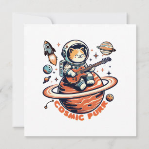 Convites Cosmic Purr - Gato Guitarrista Astro