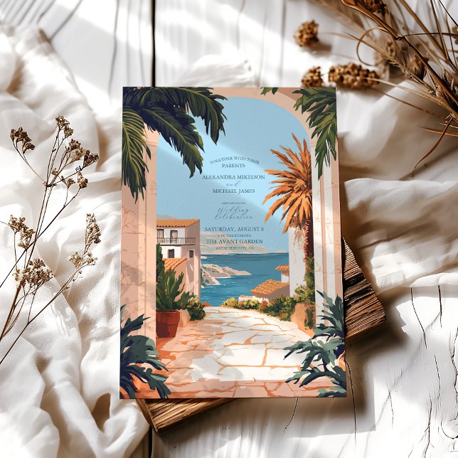 Convites Costa Amalfi | Casamento de Azulejos mediterrânico (Criador carregado)