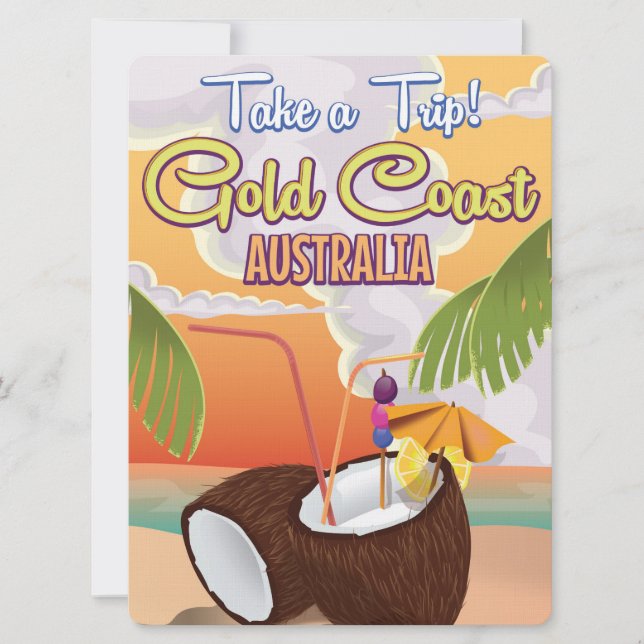 Convites Costa Dourada, poster de viagens da Austrália (Frente)