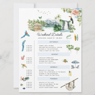 Convites Costa Rica   Fim de Semana de Casamento Ilustrado