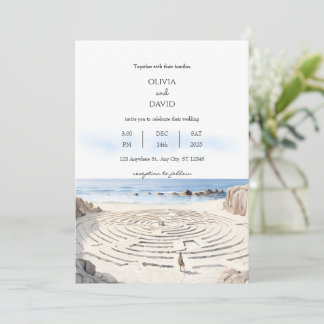 Convites Costeira De Beachside Labyrinth Pelo Casamento Do