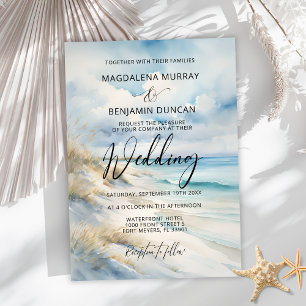 Convites Costeira Oceânica De Aquarela No Casamento De Prai