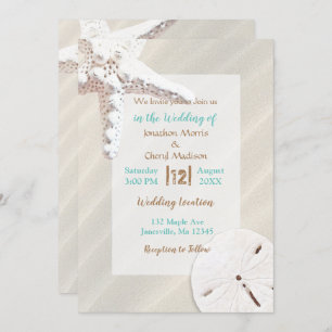 Convites Costeira Sandy Shore Starfish e Sand Dollar Beach