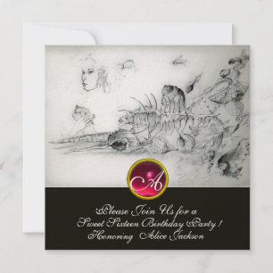 Convites COSTELOS DOCES 16 FESTA,Ruby Monograma Branco