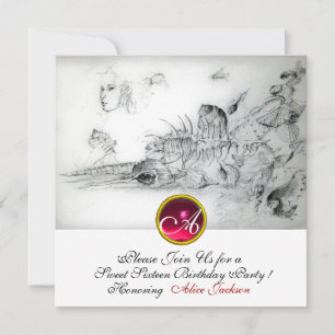 Convites COSTELOS DOCES 16,Monograma Ruby Branco preto