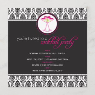 Convites : costume: Cocktail elegante Invite_v3 do damasco