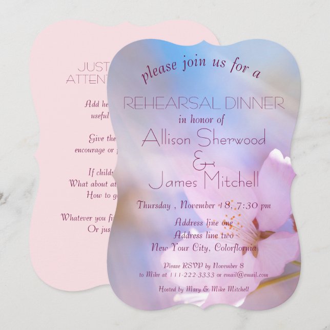 Convites Costume de janto de ensaio de casamento (Frente/Verso)