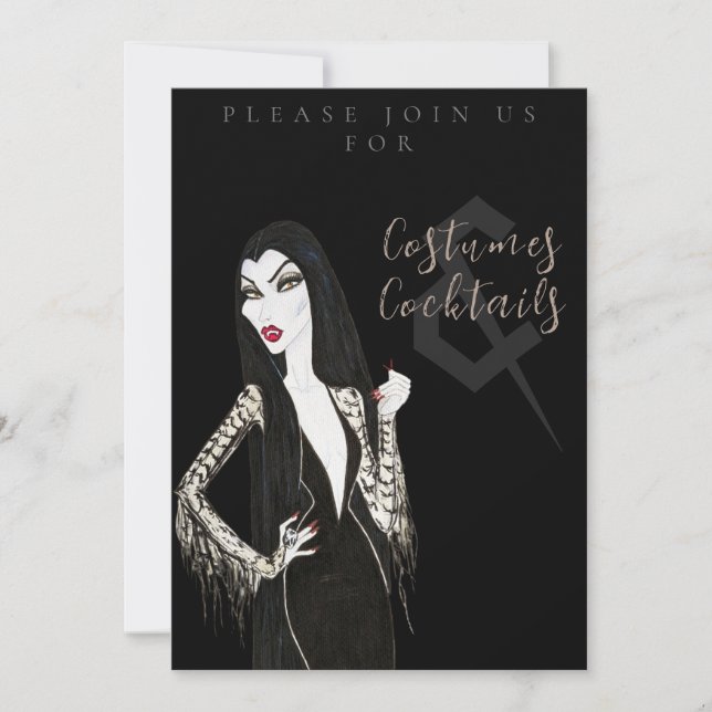 Convites Costumes and Cocktail Halloween Party Invitation (Frente)
