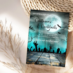 Convites Costumes e Cocktails Árvores e Morcegos de Hallowe