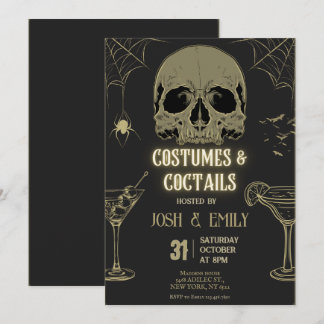 Convites Costumes e Cocktails Festa Adulta de Halloween Scu
