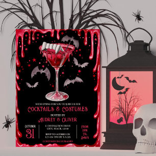 Convites Costumes e Cocktails Vampiro Martini no Halloween