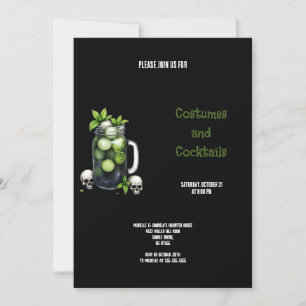 CONVITES COSTUMES VERDES E NEGROS E COCKTAILS HALLOWEEN