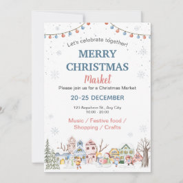 Convites Cóta Aquarela Feriado de inverno Mercado de Natal