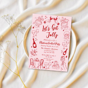 Convites Cotovelo de coquetel de natal vermelho-bonito