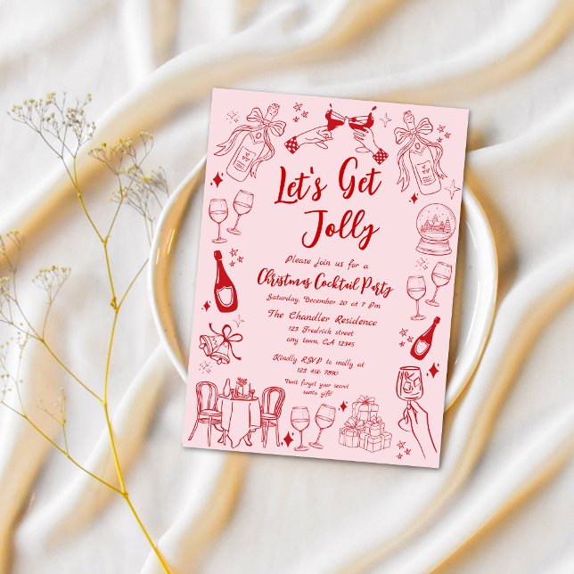 Convites Cotovelo de coquetel de natal vermelho-bonito (Criador carregado)