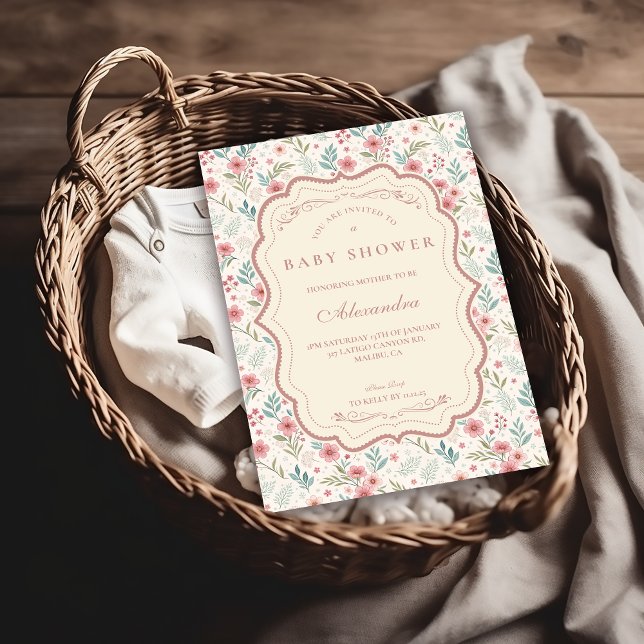 Convites Cottage Garden Antique Baby Shower (Criador carregado)