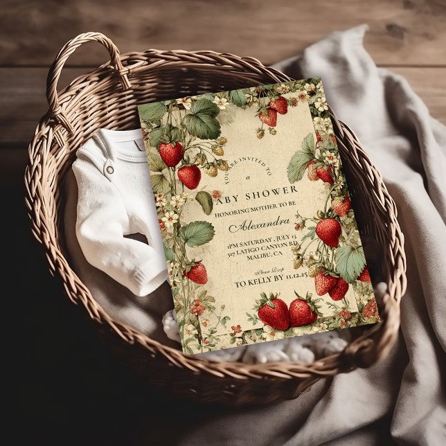 Convites Cottage Strawberry Woodland Baby Shower (Criador carregado)