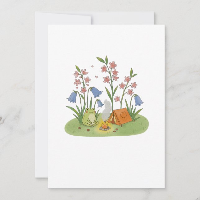 Convites Cottagecore Frog Camping (Frente)