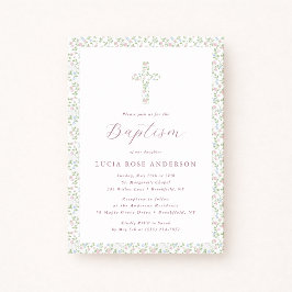 Convites Cottagecore Tiny Floral Baptism Invitation