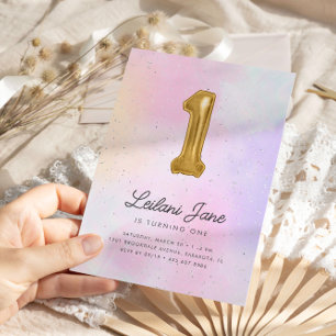 Convites Cotton Candy Watercolor Girls Birthday Balloon