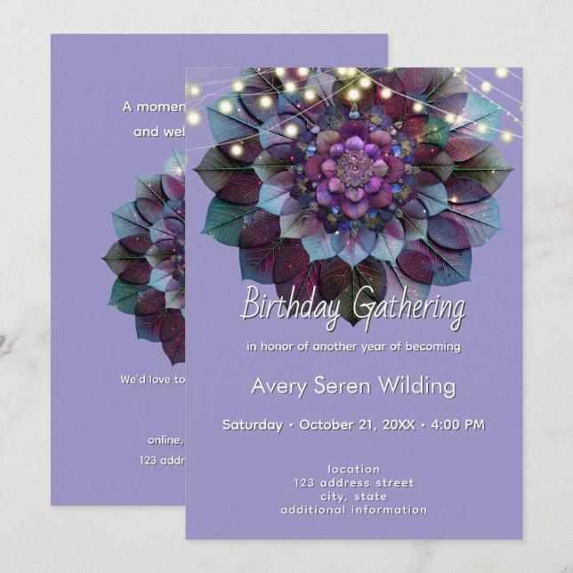 Convites Council of Leaves | Mandala Art P&B (Frente/Verso)