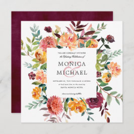 Convites Country Bloom | Autumn Botanical Frame Wedding