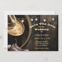 Convites Country Boots Hat & Barnwood Salve A Data