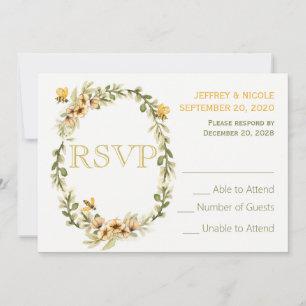 Convites Country Bumble Bee Floral Wedding RSVP