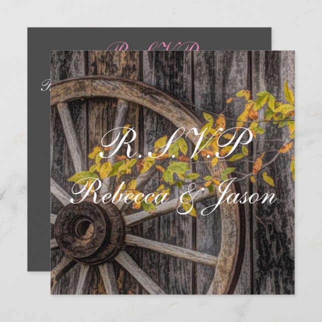 Convites Country Charm - Roda do Vagão Russo Ocidental (Frente/Verso)