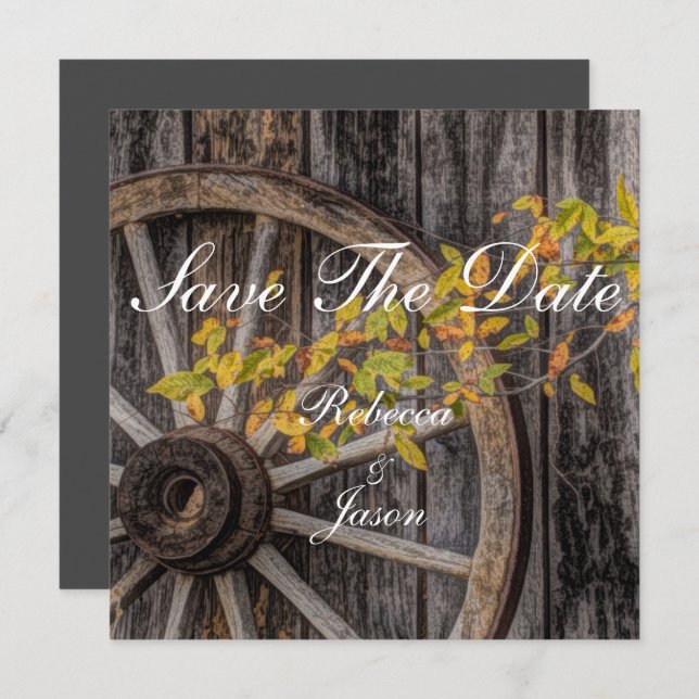 Convites Country Charm - Roda do Vagão Russo Ocidental (Frente/Verso)