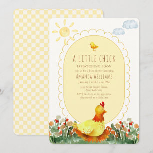 Convites Country Floral Amarelo em Xadrez Baby Shower de Fr