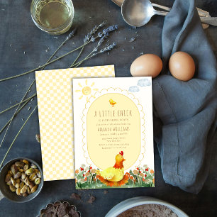 Convites Country Floral Amarelo em Xadrez Baby Shower de Fr