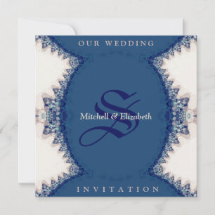 Convites Country-Folk Dark Blue+Cream Wedments Invtions