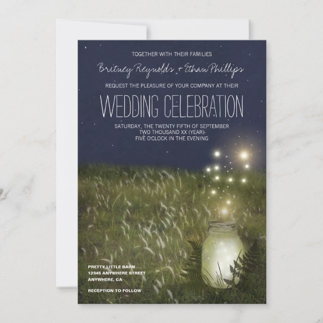 Convites Country Mason Jar + Firefly Wedtions (Frente)