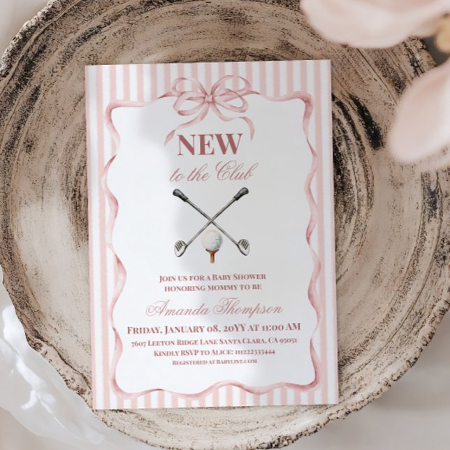 Convites Country Pink Girl New to the Club Golf Baby Shower (Criador carregado)