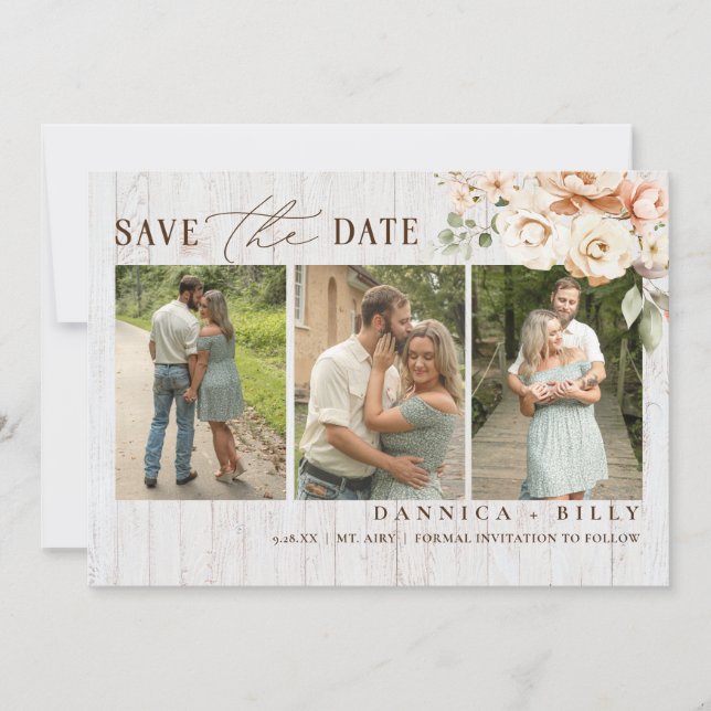 Convites Country Rustic Photo Save The Date Wedding Cards (Frente)