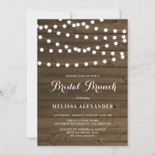 Convites Country Rustic String Luz Wood Bridal Brunch