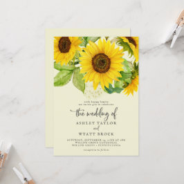 Convites Country Sunflower | Casamento frontal e traseiro a
