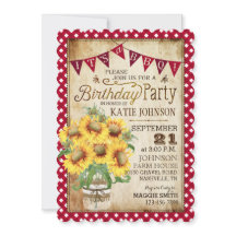 Country Sunflower e Gingham Check Birday