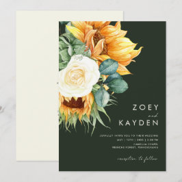 Convites Country Sunflower | Verde Escuro Tudo Em Um Casame