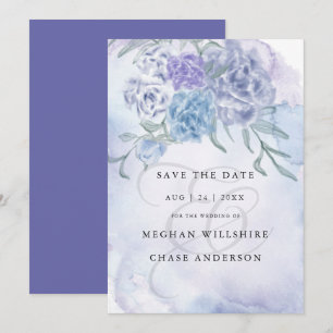 Convites Country Watercolor Floral Dusty Blue