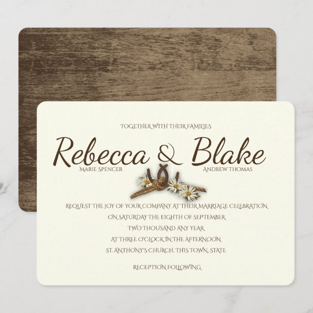 Convites Country Western Horsferes e Rope Knot (Frente/Verso)